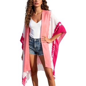 Breezy Lane Women's Kimono Cardigan Summer Swimsuit Coverups Beach Cover Up with Floral Print for Vacation (Pink Magenta)