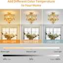 Crystal Ceiling Light Fixture, Farmhouse Semi Flush Mount Ceiling Light, Gold Crystal Chandeliers for Dining Room Light Fixture, Hallway Lighting Fixtures for Kitchen Bedroom Bathroom Foyer Entryway, 16" High 12.8" Wide
