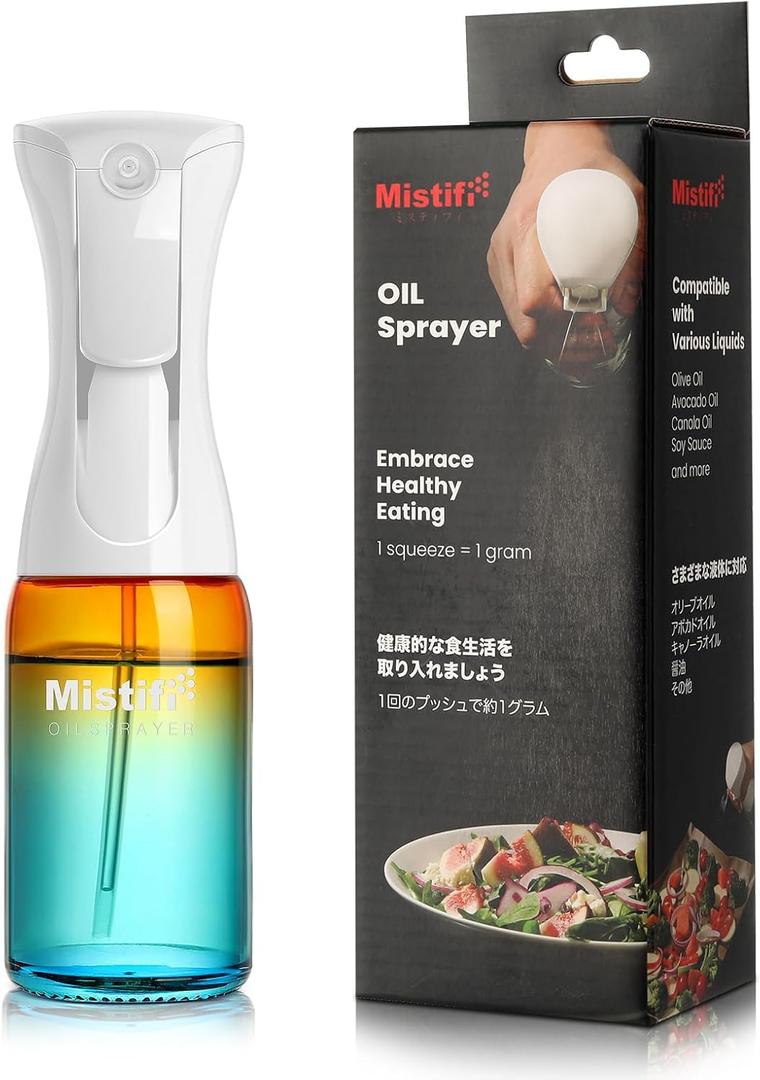 Mistifi glass Oliver Oil Sprayer for cooking, Spray bottle 6oz, Non-Aerosol Refillable Dispenser Oil Mister PS635