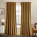 MIULEE Gold Velvet Curtains 84 inches - Luxury Room Darkening Curtains for Bedroom Living Room Thermal Insulated Super Soft Blackout Window Drapes Back Tab, Golden, W52 x L84 inches, 2 Panels