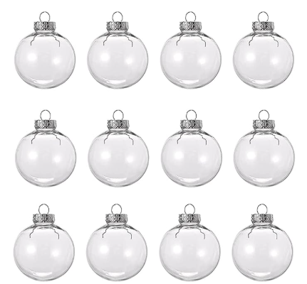 12 Pcs 3.15 Inch Clear Plastic Fillable Ornament Balls, Removable Top Clear Hanging Ornaments Ball, DIY Plastic Ornaments Round Balls, Perfect for Decoration On Christmas Trees, Wedding, Party