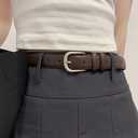 EMMIOL Cool Y2K Belt Women Black bb Belt Silver Buckle Oval D Ring Star Belts Trendy Streetwear Punk for Jeans (Brown)