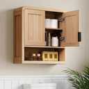 Wall Mounted Bathroom Storage Cabinet with Adjustable Shelf, Wooden Medicine Cabinet Over The Toilet Organizer for Space Saving, Modern Farmhouse Style, Natural Oak, 24.6" W x 7.87" D x 25.59" H