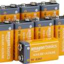 Amazon Basics 8-Pack 9V Alkaline Batteries, 5-Year Shelf Life - for Smoke/CO Detector, Electronics & Audio