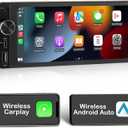 Single Din Touchscreen Radio Wireless Apple Car Play Wireless Android Auto, 6.2 in Single Din Car Stereo with Mirror Link Bluetooth FM GPS Navigation SWC EQ