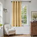jinchan Linen Textured Room Darkening Curtain 63 Inch Length for Living Room Room Darkening Thermal Insulated Grommet Top Window Drape for Bedroom 52x63 Mustard Yellow 1 Panel