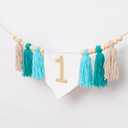 The Big One Highchair Banner - Sea Blue High Chair banner, Surf Beach First Birthday Decor Tassel, Under the Sea 1st Birthday High Chair Banner for Cake Smash, Photo Props