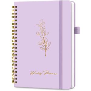 Undated Weekly Planner, Weekly To Do List Notebook with Goal & Habit Tracker Organizer, A5 Weekly Planner Notebook with Spiral Binding, 6.1" x 8.2" - Purple