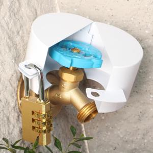 Faucet Locks Outdoor,Water Faucet Lockmade of Metal Suitable for Garden Faucets,Hose Bib,Water Hose,Hose Spigot Prevent Water Bandit(White with Padlock)