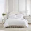 Laura Ashley- Twin Comforter, Reversible Bedding Set with Matching Sham, Dorm Essentials (Eyelet Ruffle White)