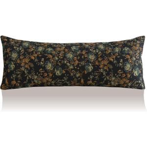StangH Black Floral Velvet Body Pillow Cover, Super Soft Skin Friendly Pillowcase with Hidden Zipper Extra Long Couch Cover for Pregnancy/Kids, 20 x 54 inches, 1 Piece