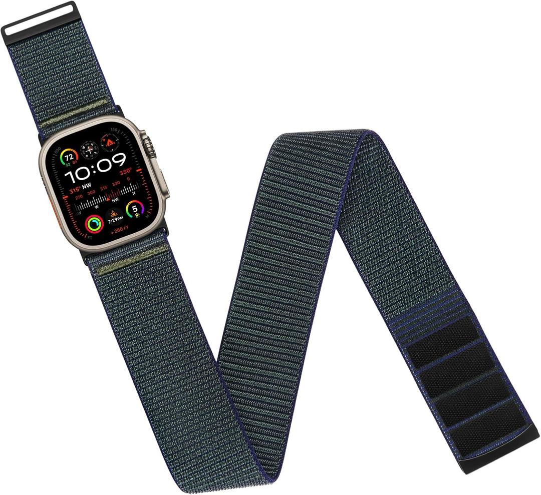 Arm/Ankle Band Compatible with Apple Watch 38mm 40mm 41mm 42mm 44mm 45mm 46mm 49mm for Women Men, Ultra Wide Nylon Armband/Ankle Strap for iWatch SE Ultra Ultra2 10 9 8 7 6 5 4 3 2 1 (Metal Connectors)