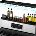 Foeacry 30 Inch Magnetic Stove Top Shelf - Heat Resistant Silicone Over Stove Spice Rack Organizer for Kitchen, No Drill, Easy Clean, Fits Gas & Electric Stoves (Black)