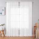 Simplebrand White Sheer Curtains 84 Inches Long, Light Filtering Rod Pocket Solid Color Window Sheer Curtain Panels, Elegant Curtains & Drapes for Living Room, Bedroom 2 Panels (White, 59" W x 84" L)
