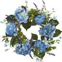 Nearly Natural, 24" Hydrangea Wreath (4224),Blue