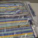 Backpack Beach Chair for Adults, Folding Beach Chair with 4 Positions, Heavy Duty Chair with Large Cooler Pouch Support to 350LBS (Stripes_Blue&Cyan&Yellow)