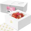 Cake Boxes 8x8x5 Inch 25 Pack with Window, 30 Bonus Sticker, Auto Popup, Extra Thick, Oil Resistant, Ideal for Cookie, Pie, Treat, Pastry, Bakery