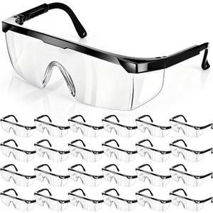Tellegloww 12 Pack Safety Glasses Clear Anti Fog Goggles for Men and Women Over Spec Glasses Protective Eye Wear Industrial Approved Wide Vision