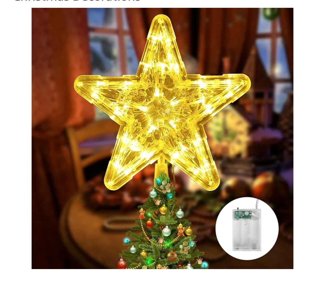 Christmas Tree Toppers 10 Inch - Shining Christmas Tree Star - Easy to Install Star Tree Topper for Christmas Decorations