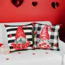 ONWAY Valentines Day Pillow Covers 18x18 Set of 4 Red Rose Heart Truck Love Buffalo Plaid Stripes Decorative Throw Cushion Case for Home Decorations
