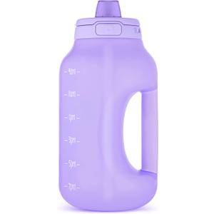 Ello Hydra 64oz Half Gallon Water Jug with Handle and Motivational Time Markers for All Day Hydration, Plastic Reusable Water Bottle with Straw and Locking, Leak Proof Lid, BPA Free (Lilac)