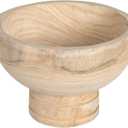 Creative Co-Op Round Paulownia Wood Pedestal Bowl, Natural