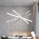 Modern Sputnik Chandelier Ceiling 82W LED Chrome Pendant Light Embedded Mount Chandeliers Dining Room Light Fixtures Over Table Dimmable with Remote Control for Living Room Kitchen Bedroom (Chrome)