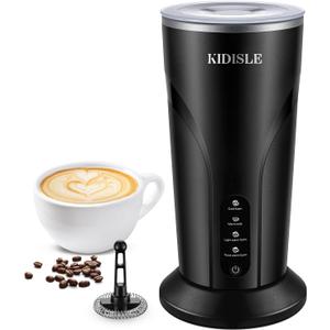 4-in-1 Electric Milk Frother and Steamer, Milk Steamer with Keep Warm Function, Automatic Warm and Cold Foam Maker, Frother for Coffee, Latte, Hot Chocolate, Macchiato, Cappuccino, Black