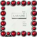 LARAINE Picture Photo Frame 4x4 Rhinestones Metal High Definition Glass Display Pictures for Tabletop Crystal Home Decorative Holiday Gift (Red 4x4)