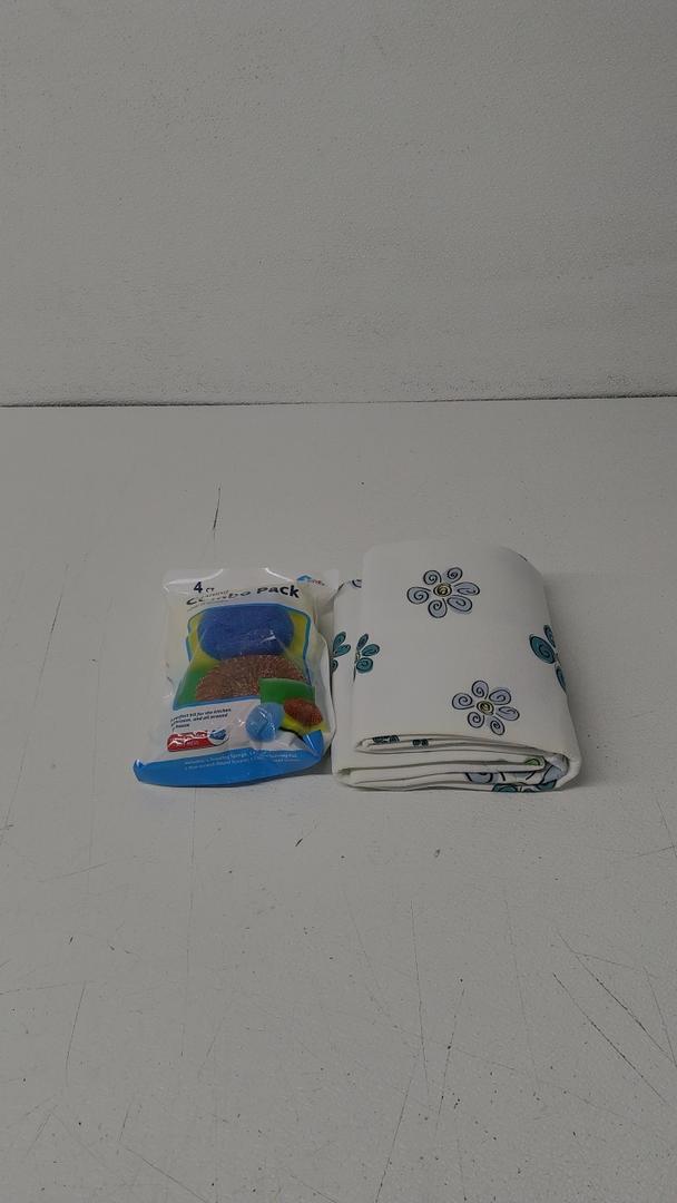 Pack of 2: 1) Whitmor Ironing Board Cover & Pad, Spring Floral; 2) Set of 4 Mesh Scrubbers