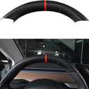 for JSWAN Carbon Fiber Steering Wheel Embedded Cover for Tesla Model 3 (2017 to 2023) Model Y (2019 to 2024) Interior Modification Steering Cover (Matte Black Upper Part)