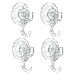 VIS'V Suction Cup Hooks, Small Shower Suction Hooks, Heavy Duty, Removable and Reusable, Clear, 2 Pcs