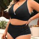 Yonique Womens Plus Size Bikini High Waisted Swimsuits Two Piece Bathing Suits Tummy Control Swimwear (Black, XL)