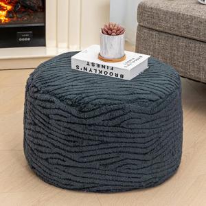 Unstuffed Pouf Ottoman Cover Handmade Footstool Ottoman Storage Solution Floor Pouf Footrest Cushion 20 Diameterx12Height Inches for Living Room Wedding Bedroom Gray No Filler (Grey)