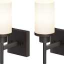 Wall Lights Over Mirror Bathroom Vanity Light Fixtures with White Frosted Glass Shade, Wall Sconces for Porch, 2 Pack Oil Rubbed Bronze T001ORB-L1-P2