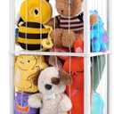 GLDZI Stuffed Animal Storage Zoo, Wooden Stuffed Animal Organizer with Elastic Cords for Boys Girls, Space Saving Toy Plushies Storage Holder for Playroom, Bedroom, Living Room (White, Small)