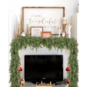 DearHouse 6Ft Pine Christmas Garland, Artificial Greenery Garland Pine Leaves for Holiday Winter Mantel Fireplace Table Runner Centerpiece Christmas Decoration