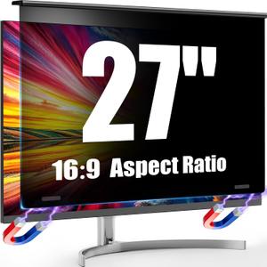 Magnetic 27 Inch Privacy Screen for Monitor,16:9 Removable Anti Blue Light Filter for Desktop PC, Hanging Anti-Spy Privacy Shield with Easy Installation for Office and Home