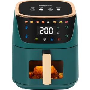 Panana 8QT Large Air Fryer Compact, 8 Preset Menus Airfryer, One-Touch Digital Control Presets, Touchscreen Display, Dishwasher Safe, Nonstick, Fit for Family (Green)