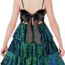 GRACE KARIN Girls Sequin Formal Dresses Kids Party Special Occasion Fancy Dress Tie Back 3 Layer Prom Graduation Outfits 7Y