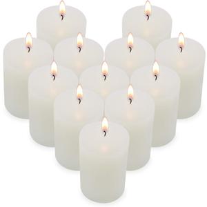 2"x3" White Pillar Candles, Hand-Poured Candles Set of 12, Emergency Candles, Dripless Pillar Candles for Weddings, Parties, Halloween, Church, Home Decor