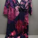 Plus Size Dresses for Women Floral Print Maxi Dress Flowy 3/4 Sleeve with Belt, 3XL