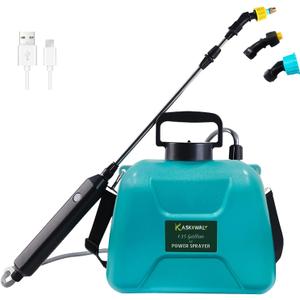 Battery Powered 1.35 Gal Lawn Water Sprayer with USB Rechargeable Handle, Telescopic Wand and 3 Mist Nozzles, Portable Electric Garden Sprayer with Shoulder Strap for Cleaning