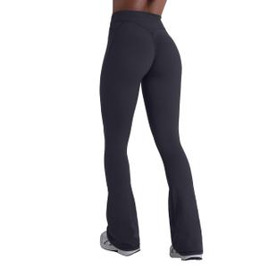 Sunzel Hidden Butt Lifting Scrunch Flare Leggings for Women with Pockets No Front Seam Tummy Control Mini Flared Yoga Pants 32" Inseam Charcoal Gray Small