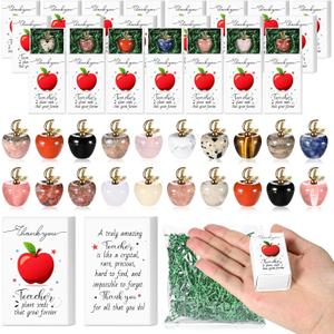 20 Sets Teacher Appreciation Gifts in Bulk Thank You Teacher Desk Decor Mini Apple Teacher Pocket Hug Token with Green Moss Thank You Gifts for Teacher Coworker Staff Employee Appreciation Gifts