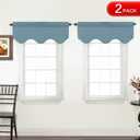 Turquoize Blackout Curtain Valances Solid Rod Pocket Scalloped Valances Short Curtain Panels for Kitchen Window/ Bedroom/ Barthroom, 52" x 18" Inches, 2 Panels, Citadel
