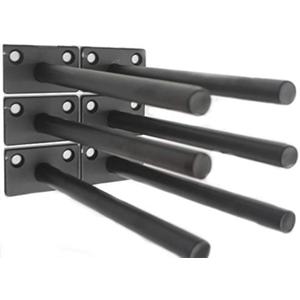 6 Pcs 8" Black Solid Steel Floating Shelf Bracket Blind Shelf Supports - Hidden Brackets for Floating Wood Shelves - Concealed Blind Shelf Support  Screws and Wall Plugs Included