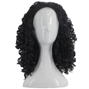 Angelaicos Unisex Wavy Halloween Costume Full Wig Long Dark Brown (Men's Wig) (Black)
