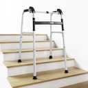 Foldable Stair Climbing Walker for Seniors This Light Aluminum Walker Adjusts Height, No Wheels, Holds 300lbs, Has Stair Bar, No Assembly, Ready to Use