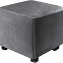 Ottoman Covers Slipcover Square Ottoman Covers Protector for Footrest Foot Stool Furniture Stretch Comfortable Velvet with Elastic Bottom(Size S/Length&Width:13-18"/Height:15-18",Grey)